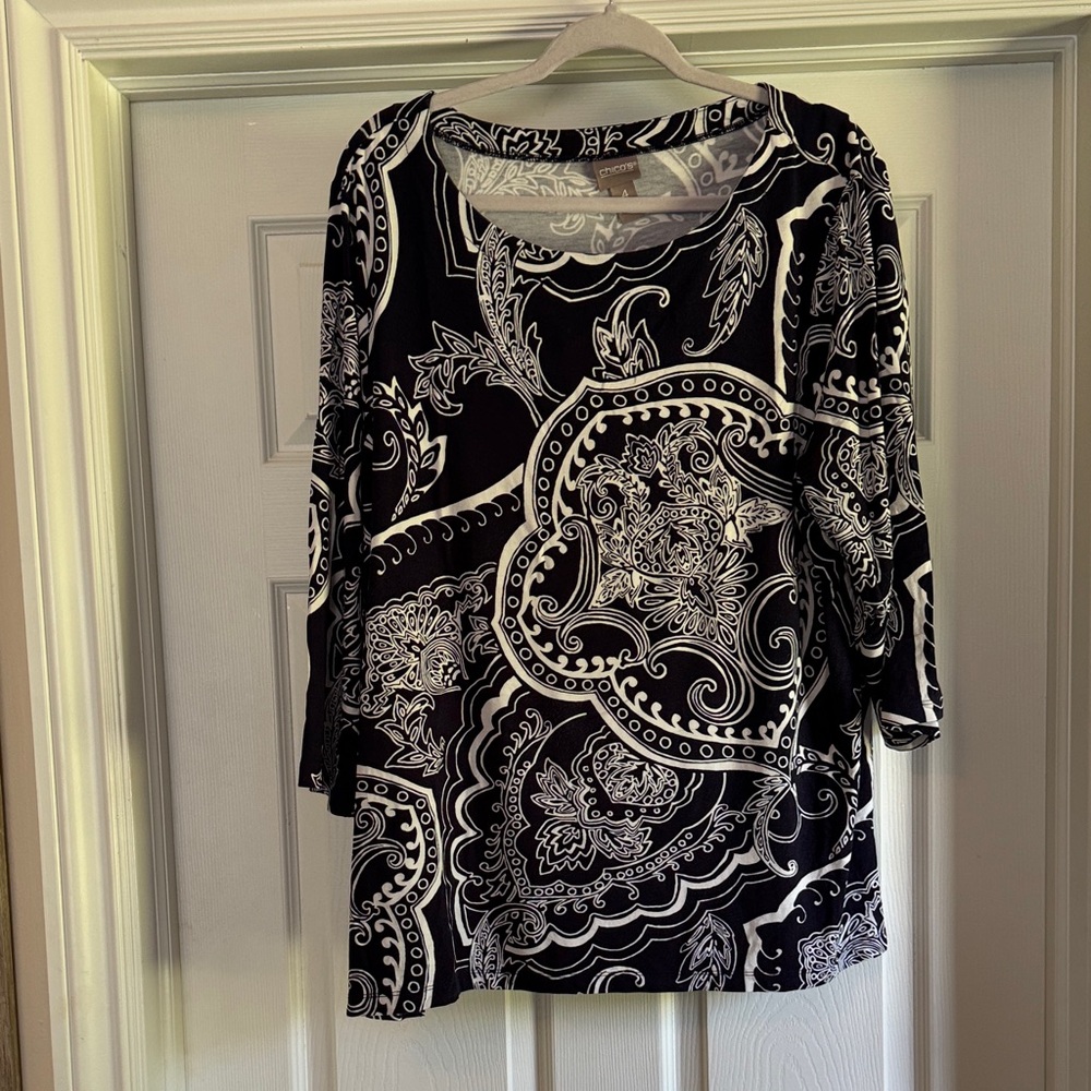 Chico's Blue and White Paisley Blouse